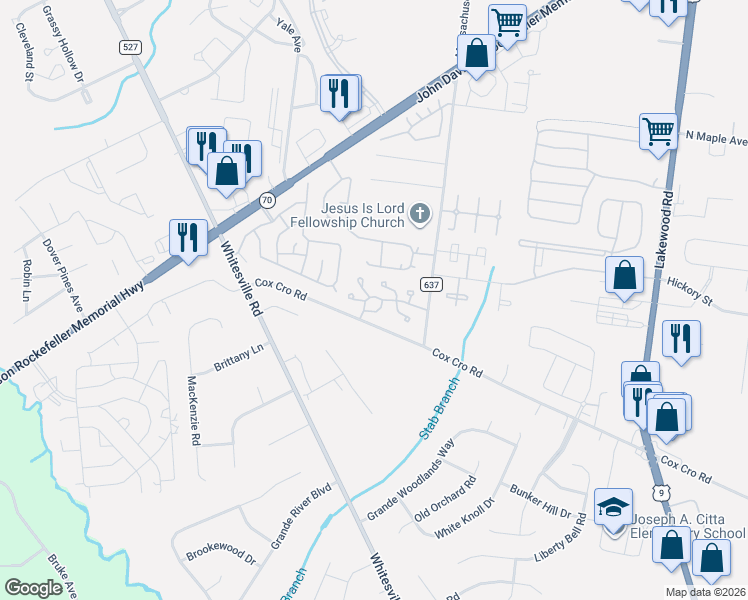 map of restaurants, bars, coffee shops, grocery stores, and more near 2 Vans Way in Toms River