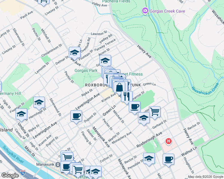 map of restaurants, bars, coffee shops, grocery stores, and more near in Philadelphia