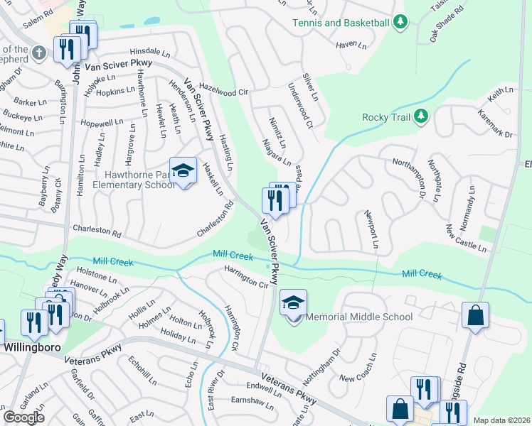 map of restaurants, bars, coffee shops, grocery stores, and more near 411 Willingboro Parkway in Willingboro