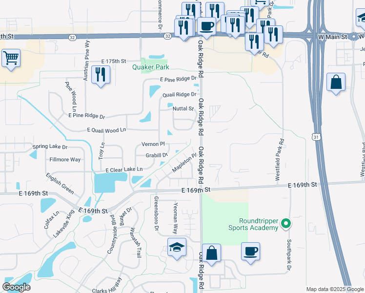 map of restaurants, bars, coffee shops, grocery stores, and more near 663 Vernon Place in Westfield