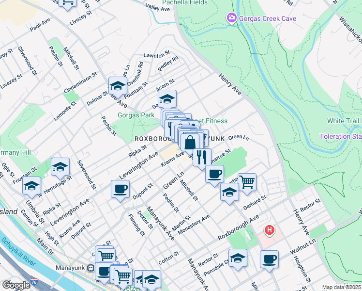 map of restaurants, bars, coffee shops, grocery stores, and more near in Philadelphia