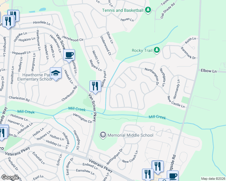 map of restaurants, bars, coffee shops, grocery stores, and more near 6 Northampton Drive in Willingboro