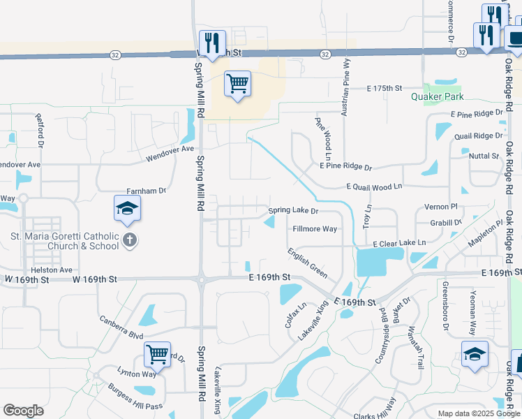 map of restaurants, bars, coffee shops, grocery stores, and more near 203 Maple View Drive in Westfield