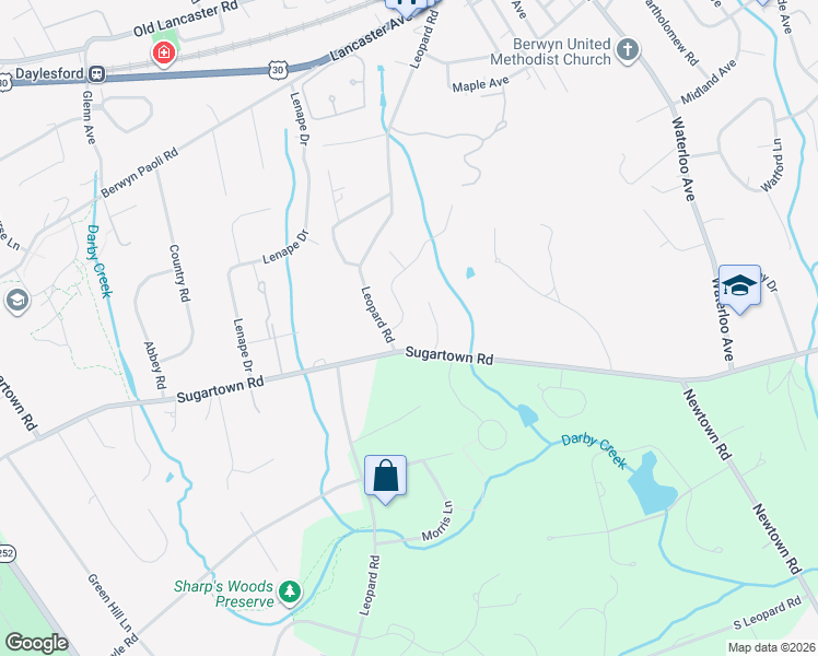 map of restaurants, bars, coffee shops, grocery stores, and more near 325 Blackburn Drive in Berwyn
