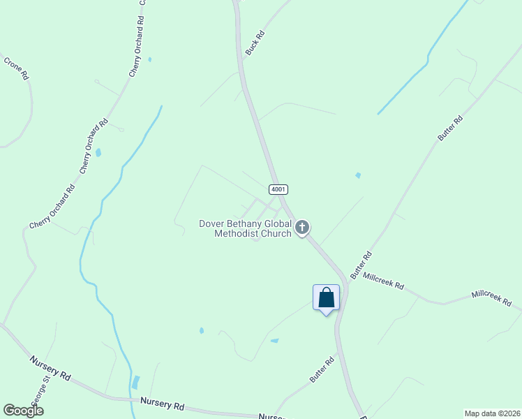 map of restaurants, bars, coffee shops, grocery stores, and more near 4552 Bull Road in Dover