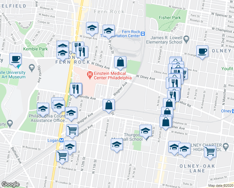 map of restaurants, bars, coffee shops, grocery stores, and more near 1008 Wagner Avenue in Philadelphia