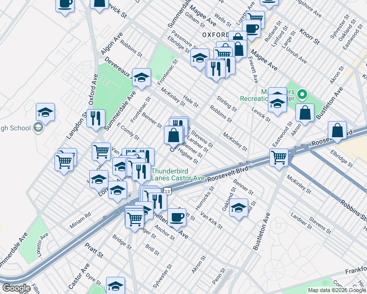 map of restaurants, bars, coffee shops, grocery stores, and more near in Philadelphia