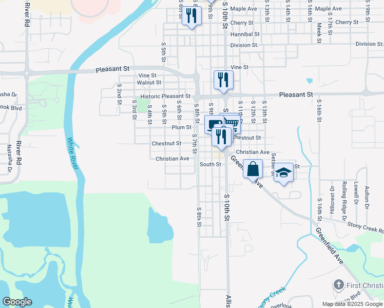 map of restaurants, bars, coffee shops, grocery stores, and more near 1264 South 8th Street in Noblesville