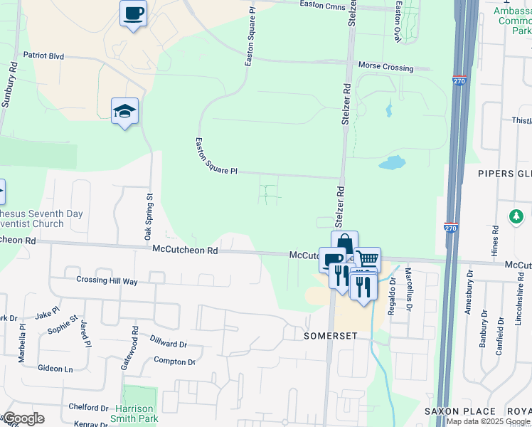 map of restaurants, bars, coffee shops, grocery stores, and more near 3095 Loyalty Circle in Columbus