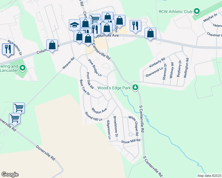 map of restaurants, bars, coffee shops, grocery stores, and more near 174 Stone Creek Road in Lancaster