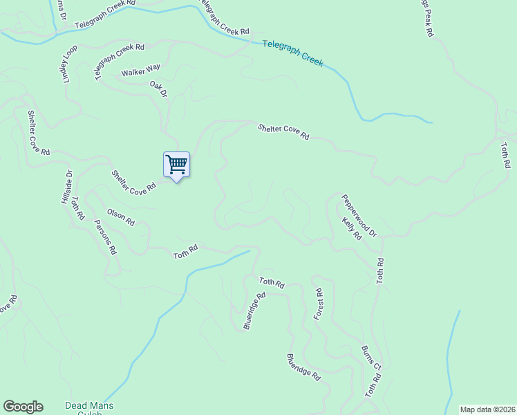 map of restaurants, bars, coffee shops, grocery stores, and more near 168 Cook Rd in Whitethorn