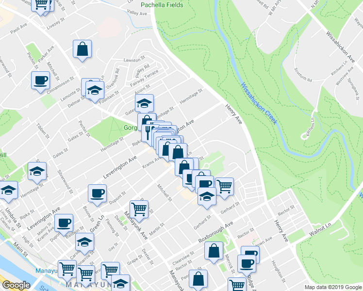 map of restaurants, bars, coffee shops, grocery stores, and more near 538 Dupont Street in Philadelphia