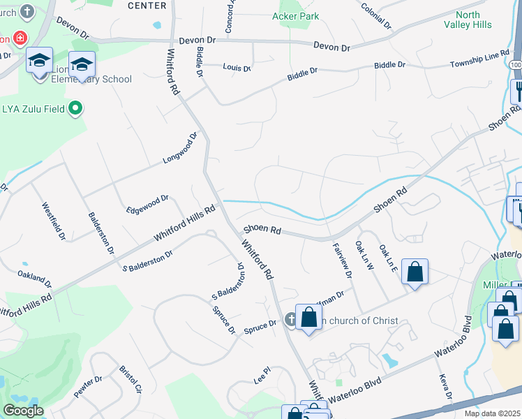 map of restaurants, bars, coffee shops, grocery stores, and more near 318 Long Ridge Lane in Exton