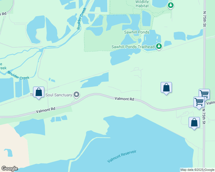 map of restaurants, bars, coffee shops, grocery stores, and more near 6967 Valmont Road in Boulder