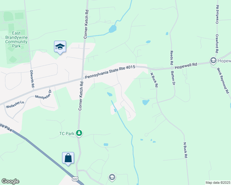 map of restaurants, bars, coffee shops, grocery stores, and more near 206 La Vida Via in Downingtown
