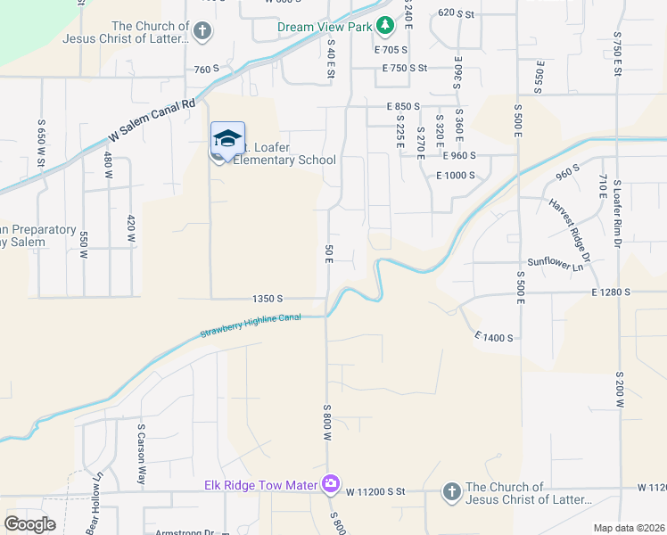 map of restaurants, bars, coffee shops, grocery stores, and more near 1244 50 East in Salem