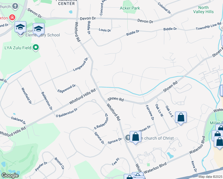 map of restaurants, bars, coffee shops, grocery stores, and more near 324 Long Ridge Lane in Exton