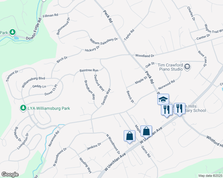 map of restaurants, bars, coffee shops, grocery stores, and more near 304 Denford Way in Downingtown