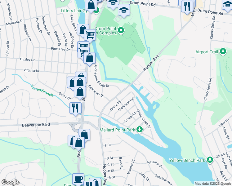 map of restaurants, bars, coffee shops, grocery stores, and more near 103 Havens Drive in Brick Township