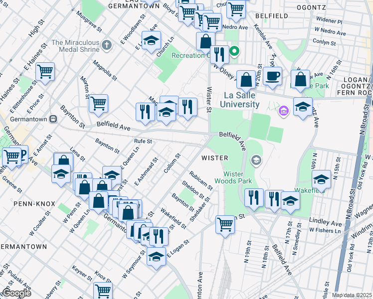 map of restaurants, bars, coffee shops, grocery stores, and more near 460 East Collom Street in Philadelphia