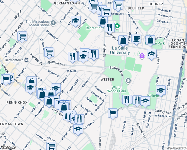 map of restaurants, bars, coffee shops, grocery stores, and more near 460 East Collom Street in Philadelphia