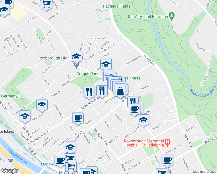 map of restaurants, bars, coffee shops, grocery stores, and more near in Philadelphia