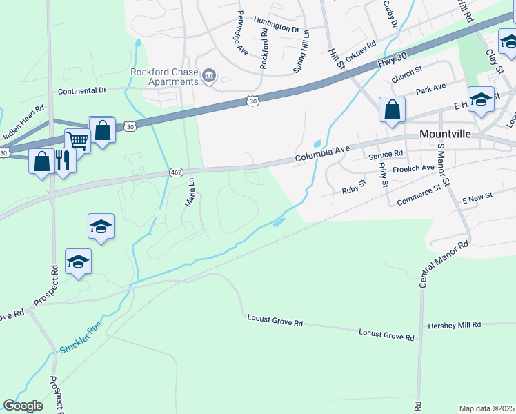 map of restaurants, bars, coffee shops, grocery stores, and more near 139 Strickler Run Drive in Columbia