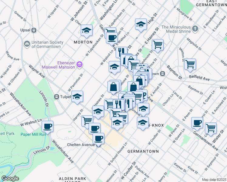 map of restaurants, bars, coffee shops, grocery stores, and more near in Philadelphia