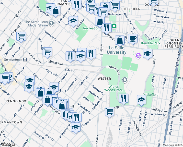 map of restaurants, bars, coffee shops, grocery stores, and more near 468 East Collom Street in Philadelphia