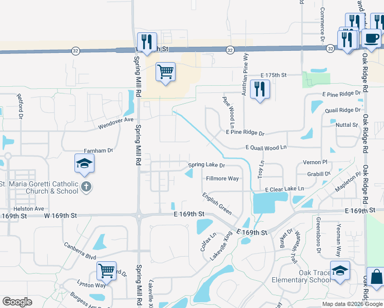 map of restaurants, bars, coffee shops, grocery stores, and more near 194 Maple View Drive in Westfield