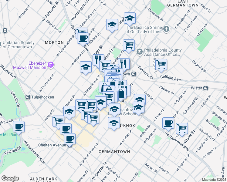 map of restaurants, bars, coffee shops, grocery stores, and more near in Philadelphia