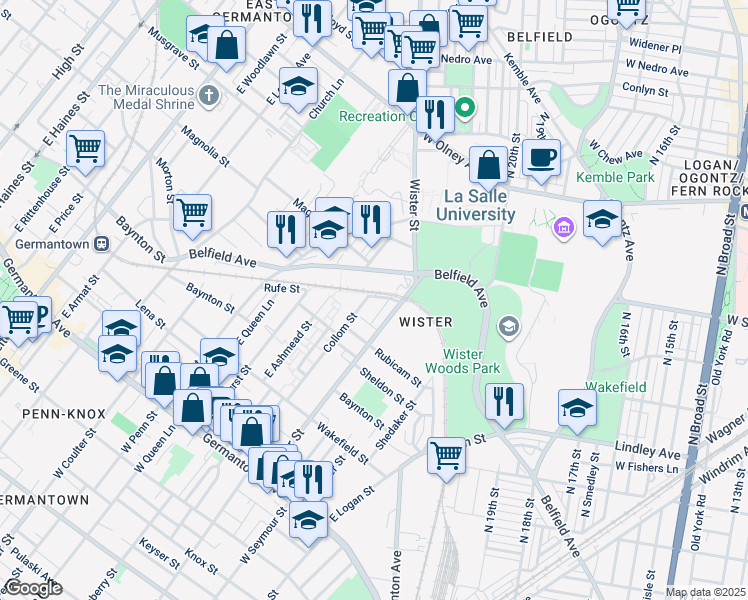 map of restaurants, bars, coffee shops, grocery stores, and more near 470 East Collom Street in Philadelphia