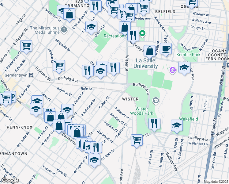 map of restaurants, bars, coffee shops, grocery stores, and more near 470 East Collom Street in Philadelphia