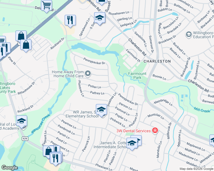 map of restaurants, bars, coffee shops, grocery stores, and more near 85 Pennypacker Drive in Willingboro
