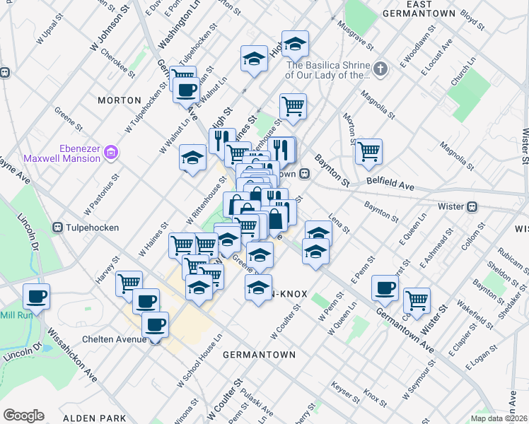 map of restaurants, bars, coffee shops, grocery stores, and more near in Philadelphia