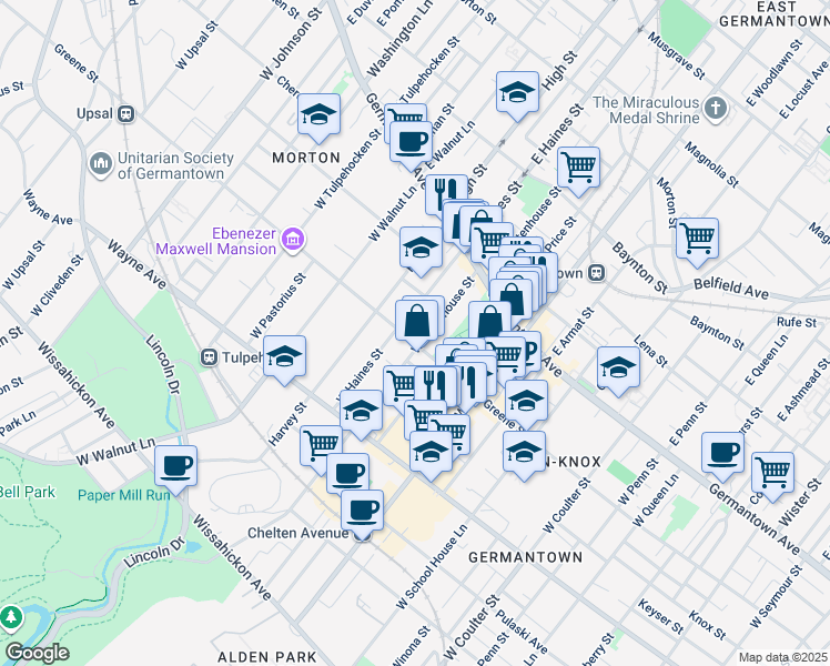 map of restaurants, bars, coffee shops, grocery stores, and more near in Philadelphia