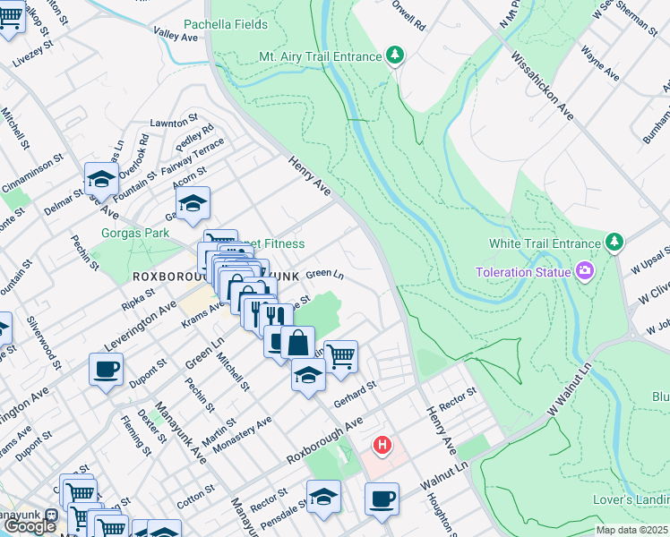map of restaurants, bars, coffee shops, grocery stores, and more near 631 Dupont Street in Philadelphia