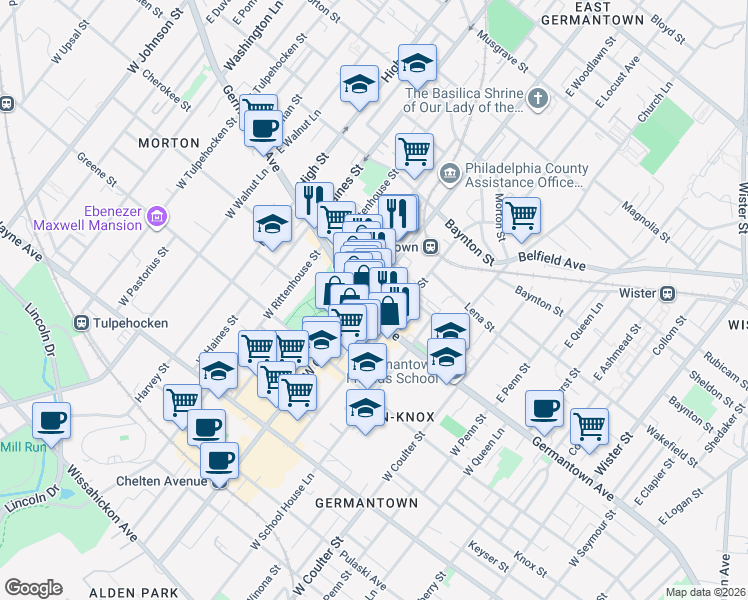 map of restaurants, bars, coffee shops, grocery stores, and more near in Philadelphia