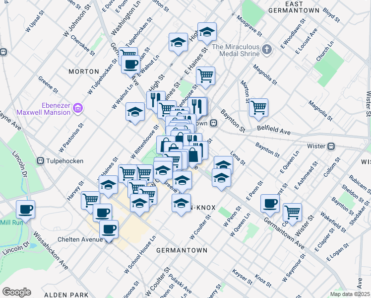 map of restaurants, bars, coffee shops, grocery stores, and more near in Philadelphia