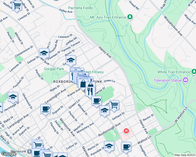 map of restaurants, bars, coffee shops, grocery stores, and more near 574 Dupont Street in Philadelphia