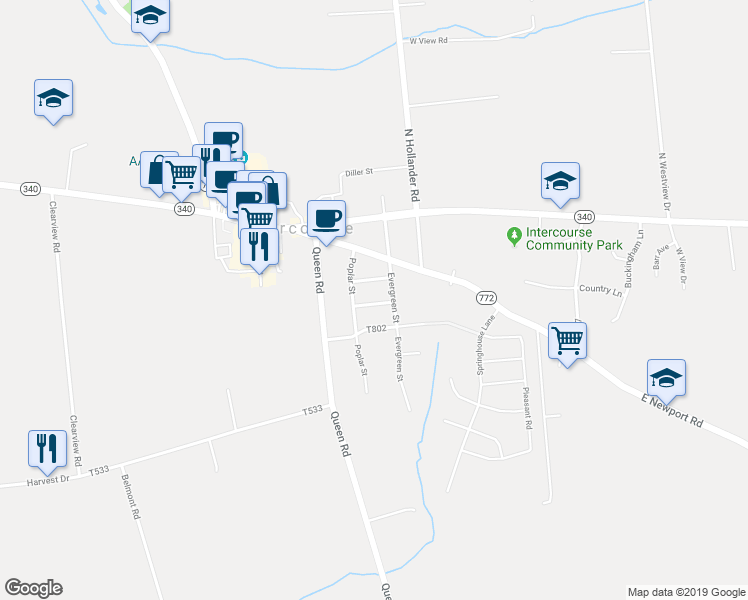 map of restaurants, bars, coffee shops, grocery stores, and more near 187 Hershey Church Road in Gordonville