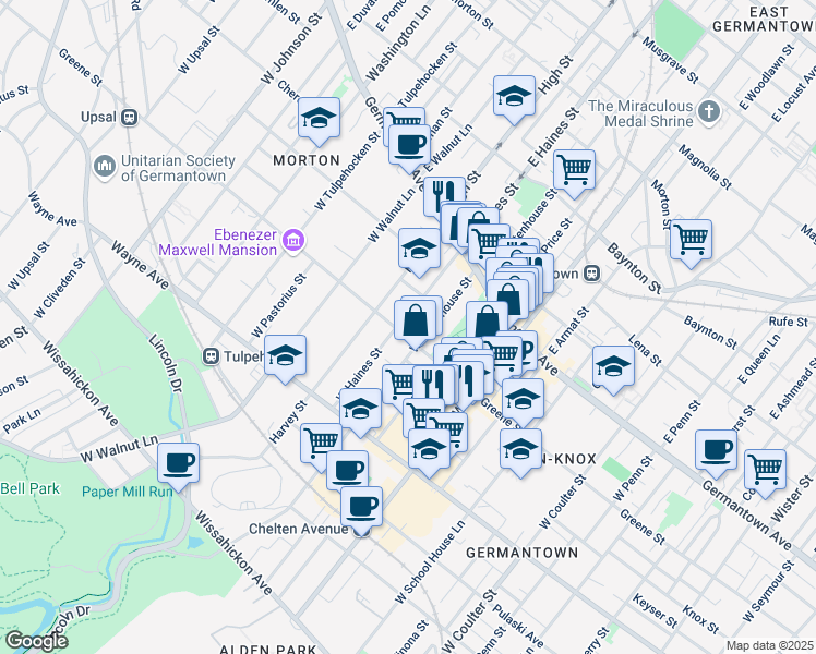 map of restaurants, bars, coffee shops, grocery stores, and more near in Philadelphia