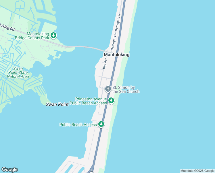 map of restaurants, bars, coffee shops, grocery stores, and more near 3 Arnold Street in Mantoloking