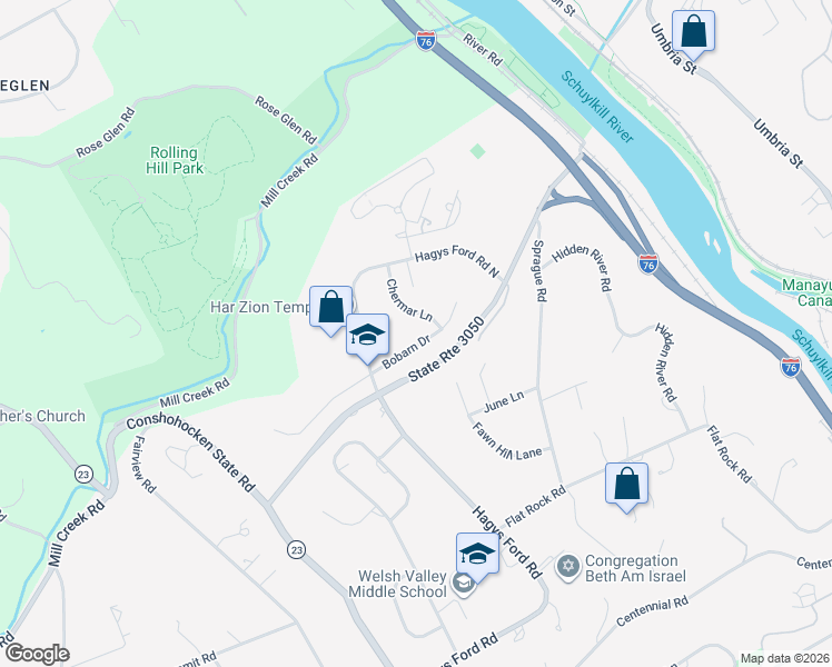 map of restaurants, bars, coffee shops, grocery stores, and more near 1210 Chermar Lane in Penn Valley