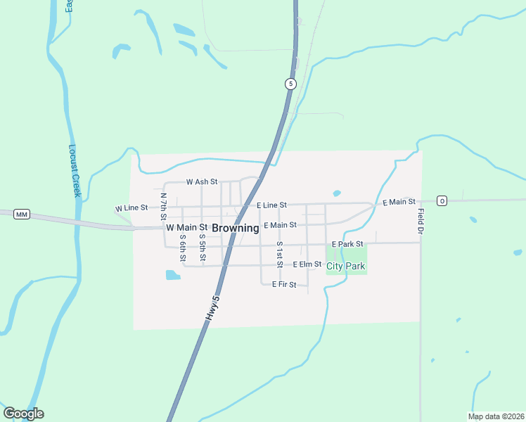 map of restaurants, bars, coffee shops, grocery stores, and more near East Line Street in Browning