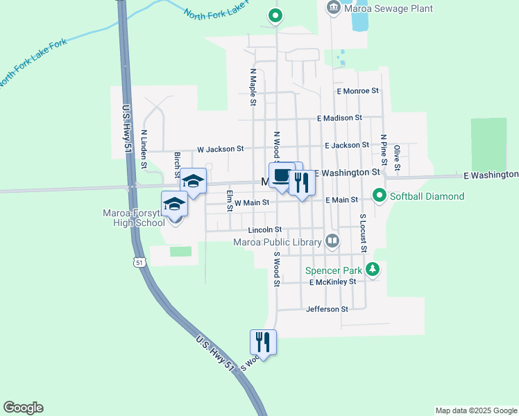 map of restaurants, bars, coffee shops, grocery stores, and more near in Maroa