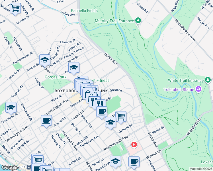 map of restaurants, bars, coffee shops, grocery stores, and more near 602 Dupont Street in Philadelphia