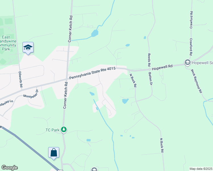 map of restaurants, bars, coffee shops, grocery stores, and more near 207 La Vida Via in Downingtown