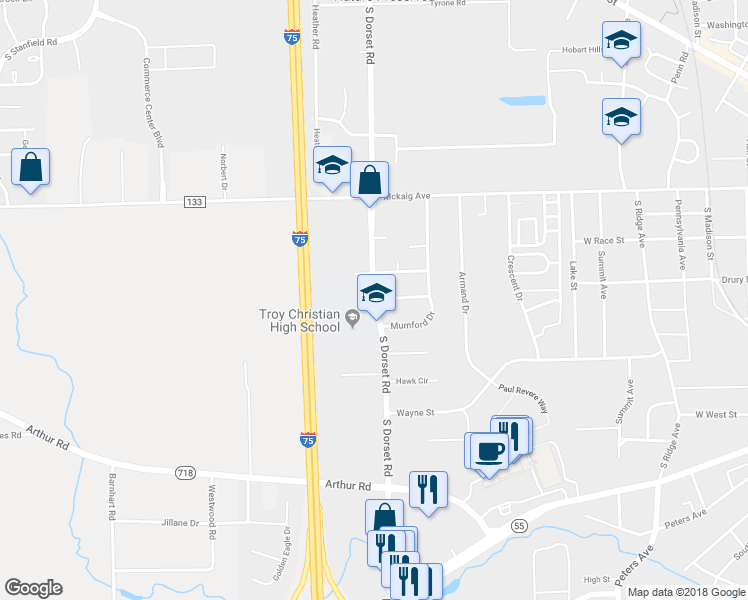 map of restaurants, bars, coffee shops, grocery stores, and more near 1598 Lexington Avenue in Troy