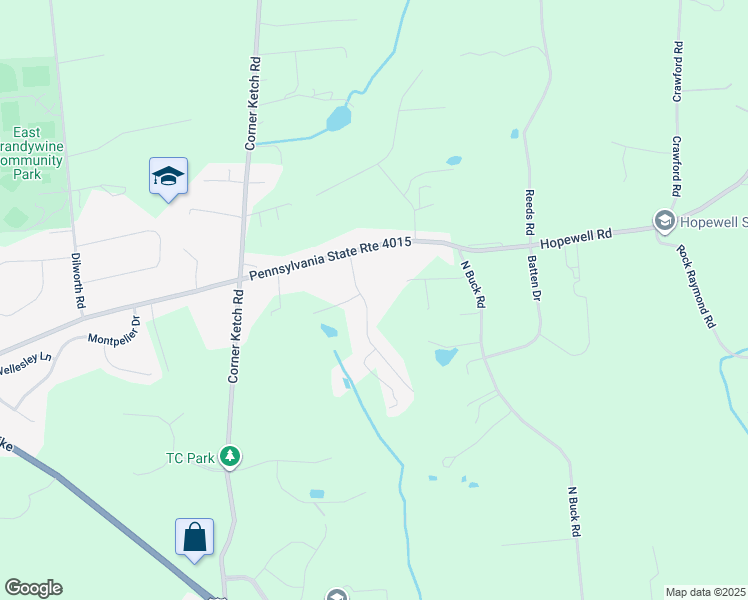 map of restaurants, bars, coffee shops, grocery stores, and more near 207 La Vida Via in Downingtown